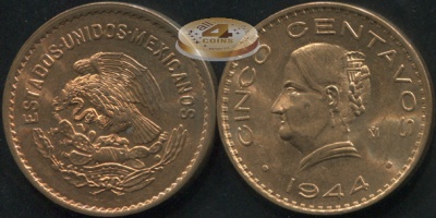 Мексика. 5 центаво. 1944 (Unc)