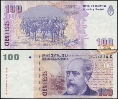 Аргентина. 100 песо (Unc) 2008