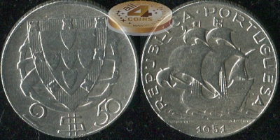 Португалия. 2.5 эскудо. 1951 (VF. Серебро)