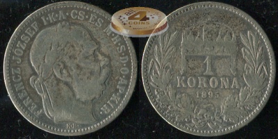 Австро-Венгрия (Венгрия). 1 корона. 1895 (aVF. Серебро)