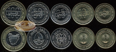Бахрейн. Набор №3 (5 монет. 1 биметалл) 2002-08