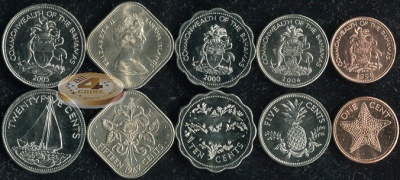 Багамские о-ва. Набор №3 (5 монет) 1969-2005