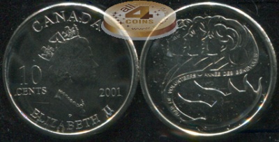 Канада. 10 центов. 2001 (Unc)