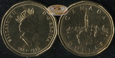 Канада. 1 доллар. 1992 (Unc)