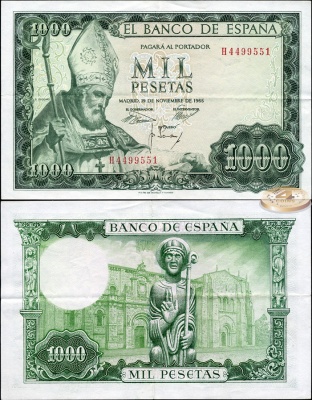 Испания. 1000 песет (XF+) 1965