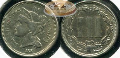 США. 3 цента. 1873 (aUnc)