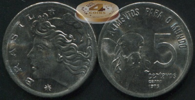 Бразилия. 5 центаво. 1975 (Unc)