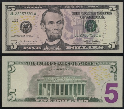США. 5 долларов (Unc) 2009.L