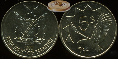 Намибия. 5 долларов. 1993 (Unc)