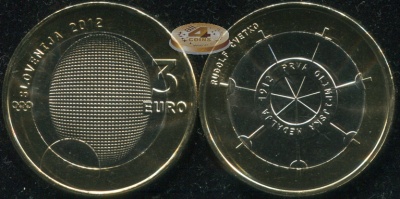 Словения. 3 евро. 2012 (Unc. Биметалл) 100 лет первой олимпийской медали Словении