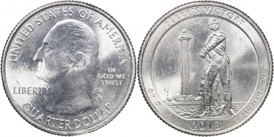 США. Монета 25 центов [Квотер]. 2013.D (KM#543. Unc) Perry's Victory [Ohio]