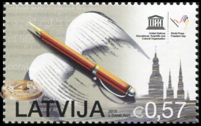 Латвия. 2015. Свобода слова (Почтовая марка. MNH OG)