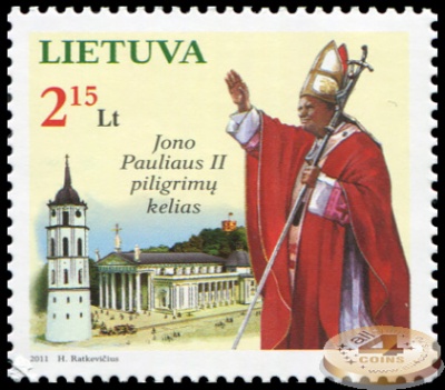Литва. 2011. Паломнический маршрут Папы Римского Иоанна Павла II (Почтовая марка. MNH OG)