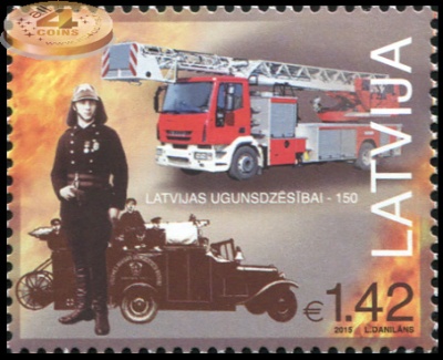 Латвия. 2015. 150 лет Латвийской Пожарной охране (Почтовая марка. MNH OG)