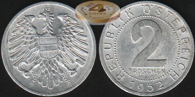 Австрия. 2 шиллинга. 1952 (Unc)
