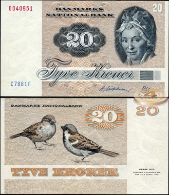 Дания. 20 крон (aUnc+) 1988