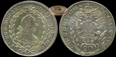 Священная Римская империя. 20 крейцеров. 1785 (aXF. Серебро)