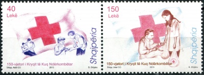 Албания. 2013. 150-летие Международного Красного Креста (Сцепка. MNH OG)