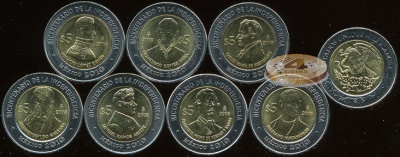 Мексика. Набор №4 (7 монет. 7 биметаллов) 2008