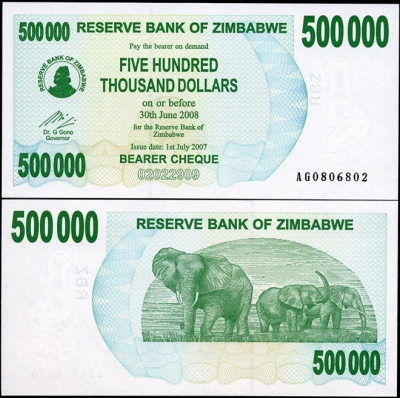 Зимбабве. 500000 долларов (Unc) 2007