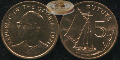 Гамбия. 5 бутут. 1971 (Unc)
