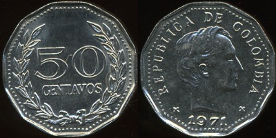 Колумбия. 50 центаво. 1971