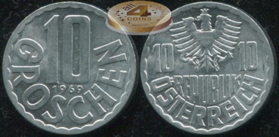 Австрия. 10 грошенов. 1969 (Unc)