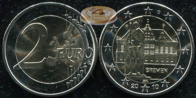 Германия. 2 евро. 2010 F (Unc. Биметалл)