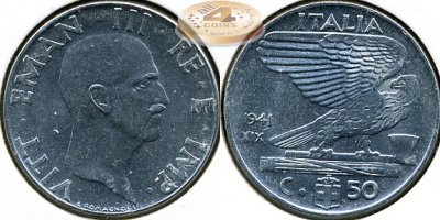 Италия. 50 центезимо. 1941 (XF+)