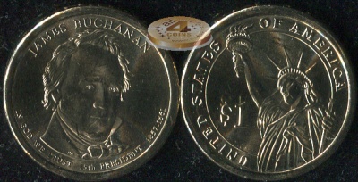 США. 1 доллар. 2010.D (Unc) Джеймс Бьюкенен