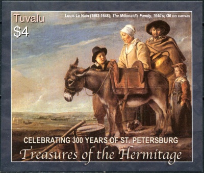 Тувалу. 2004. 300-летие Санкт-Петербурга - "Сокровища Эрмитажа" (Блок. MNH OG)