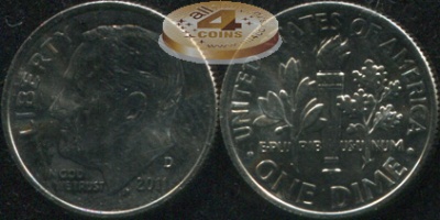 США. 10 центов (Дайм). 2011.D (Unc)