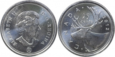 Канада. Монета 25 центов. 2012 (KM#493. Unc)
