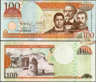 Доминиканская республика. 100 песо оро (Unc) 2009