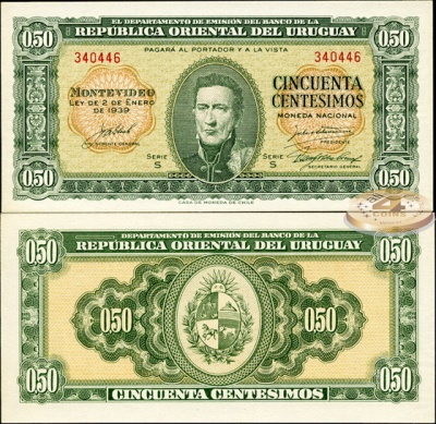 Уругвай. 50 центезимо (Unc) L.1939