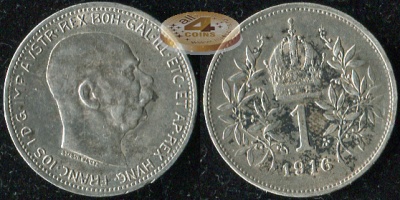 Австро-Венгрия (Австрия). 1 крона. 1914 (XF. Серебро)