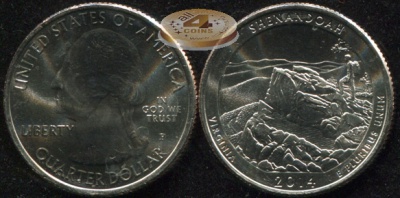США. Квотер [25 центов]. 2014.P (Unc) Shenandoah