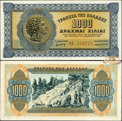 Греция. 1000 драхм (aUnc++) 1941