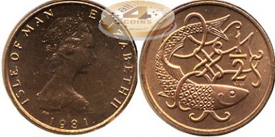 Остров Мэн. 1/2 пенни. 1981 (Unc)