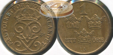 Швеция. 1 эре. 1941 (aUnc++)