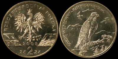 Польша. 2 злотых. 2008 (Unc) Сокол Сапсан