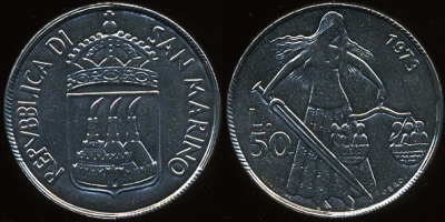 Сан-Марино. 50 лир. 1973 (Unc)