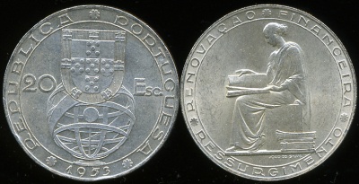 Португалия. 20 эскудо. 1953