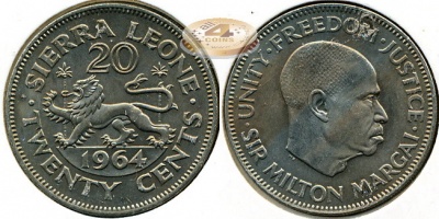 Сьерра Леоне. 20 центов. 1964 (Unc)