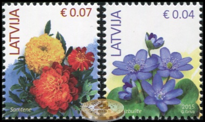 Латвия. 2015. Цветы. Репринт (Серия. MNH OG)