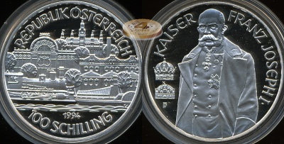 Австрия. 100 шиллингов. 1994 (Proof. Серебро)
