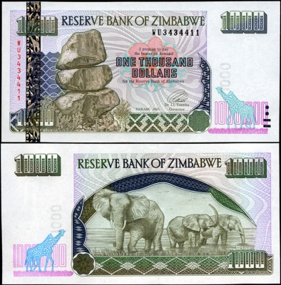 Зимбабве. 1000 долларов (Unc) 2003