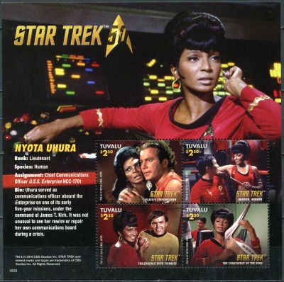 Тувалу. 2016. Телепередачи. 50 лет Star Trek (Малый лист. MNH OG)
