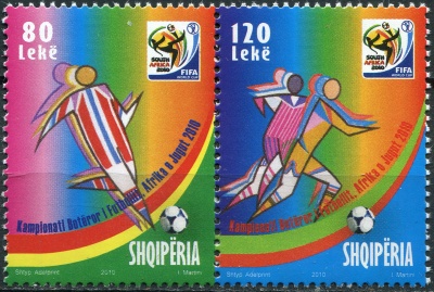 Албания. 2011. Чемпионат мира по футболу, Южная Африка (2010) (Сцепка. MNH OG)