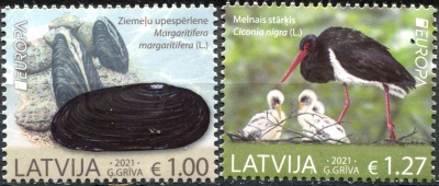 Латвия. 2021. Вымирающие виды животных (Серия Почтовых марок. MNH OG)